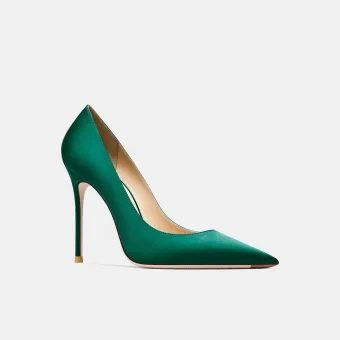Simple Vert Bureau Ol Escarpins 2021 Cuir 10 Cm Talons Aiguilles À Bout Pointu Escarpins
