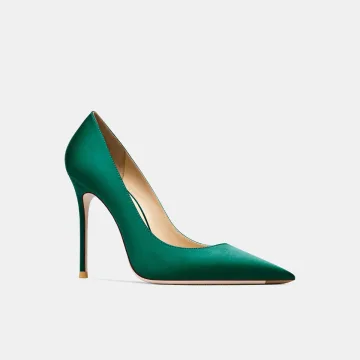 Enkel Grønn Kontor Ol Pumps 2021 Lær 10 Cm Stiletthæler Spisse Pumps