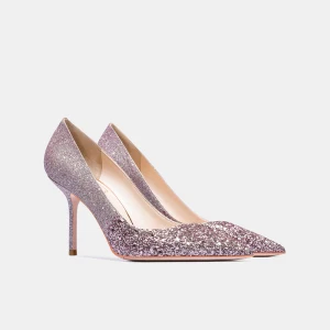 Glitter Blozen Roze Huwelijk Pailletten Bruidsschoenen 2021 Leer 8 Cm Naaldhakken Stiletto Spitse Neus Pumps