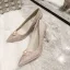 Sparkly Champagne Pearl Sequins Wedding Shoes 2021 Leather 10 cm Stiletto Heels Pointed Toe Wedding Pumps