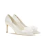 Élégant Ivoire Mariage Perle Satin Fleur Chaussure De Mariée 2021 8 cm Talons Aiguilles À Bout Pointu Escarpins