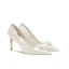 Élégant Ivoire Satin Chaussure De Mariée 2021 Perle Fleur 8 cm Talons Aiguilles À Bout Pointu Mariage Escarpins