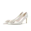 Edles Satin Ivory / Creme Strass Brautschuhe 2021 8 cm Stilettos Spitzschuh Hochzeit Pumps