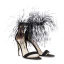 Sexy Noire Cocktail Sandales Femme 2021 Bride Cheville Plumes Cuir 9 cm Talons Aiguilles Peep Toes / Bout Ouvert Sandales