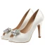 Classy Ivory Satin Rhinestone Wedding Shoes 2021 10 cm Stiletto Heels Open / Peep Toe Wedding Heels