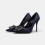 Klassisk Mörk Marinblå Afton Rhinestone Pumps 2021 Läder 10 cm Stilettklackar Spetsiga Pumps