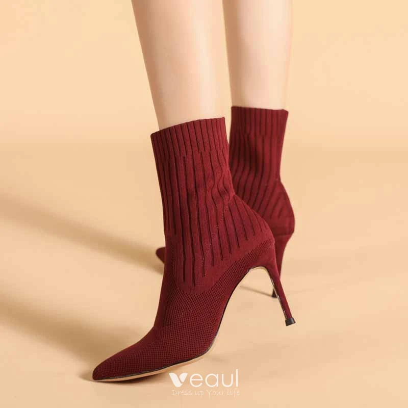 Shops burgundy sock booties