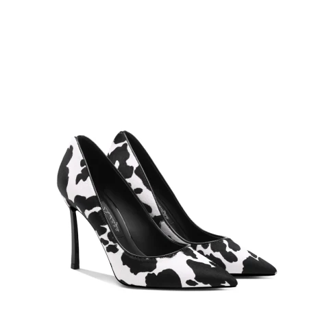 Chic / Belle Noire Blanche Cocktail Daim Escarpins 2021 Cuir 10 cm Talons Aiguilles À Bout Pointu Escarpins