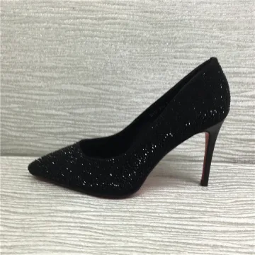 Błyszczące Czarne Wieczorowe Rhinestone Czółenka 2021 8 Cm Szpilki Szpiczaste Czółenka