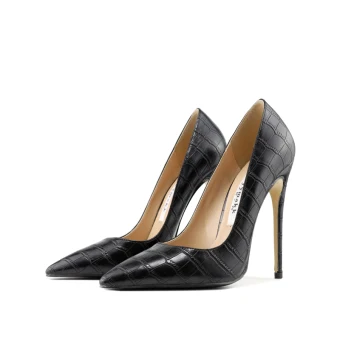 Mode Noire Soirée Motif Alligator Escarpins 2021 10 Cm Talons Aiguilles Talons Hauts À Bout Pointu Escarpins