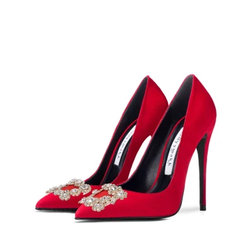 Charmant Rouge Soirée Faux Diamant Escarpins 2021 10 Cm Talons Aiguilles À Bout Pointu Escarpins Talons Hauts