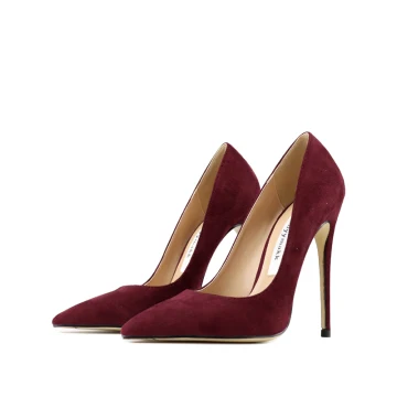 Chic Belle Bordeaux Promo Daim Escarpins 2021 10 Cm Talons Aiguilles Talons Hauts À Bout Pointu Escarpins