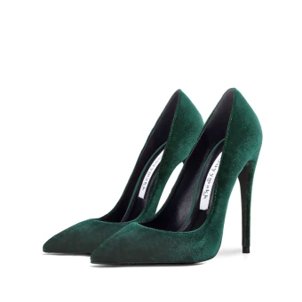Chic Beautiful Dark Green Prom Suede Pumps 2021 10 Cm Pointed Toe High Heels Stiletto Heels Pumps