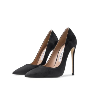 Chic Belle Noire Promo Daim Escarpins 2021 10 Cm Talons Aiguilles Talons Hauts À Bout Pointu Escarpins