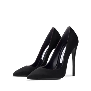 Chic Belle Noire Cocktail Daim Escarpins 2021 10 Cm Talons Aiguilles Talons Hauts À Bout Pointu Escarpins