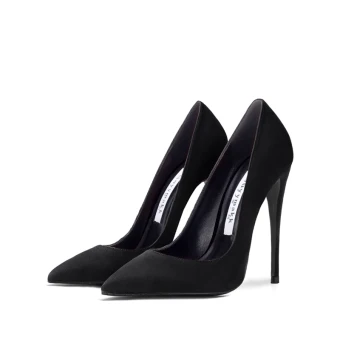 Chic Belle Noire Cocktail Daim Escarpins 2021 10 Cm Talons Aiguilles Talons Hauts À Bout Pointu Escarpins