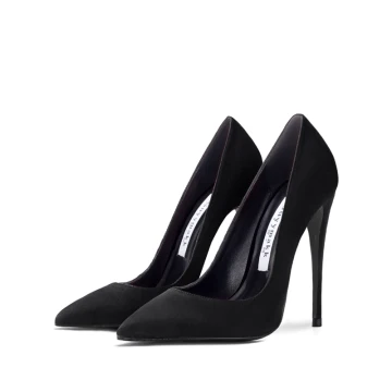 Chic Belle Noire Cocktail Daim Escarpins 2021 10 Cm Talons Aiguilles Talons Hauts À Bout Pointu Escarpins
