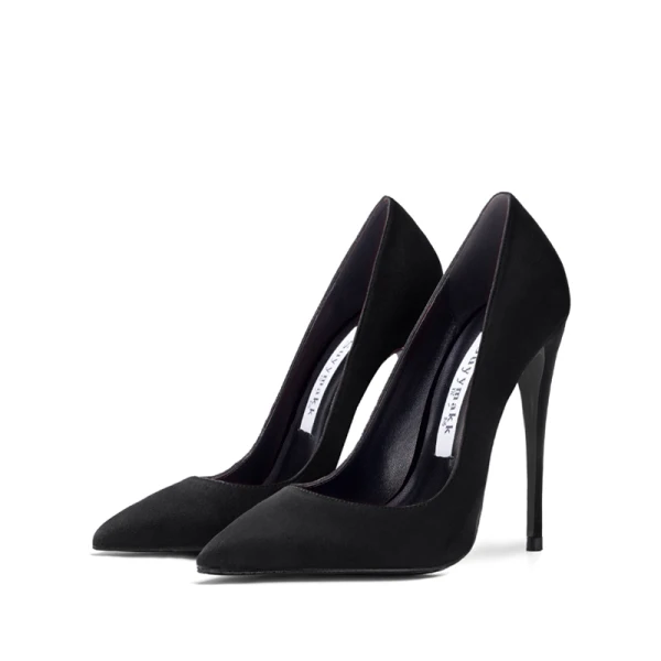 Chic / Beautiful Black Cocktail Party Suede Pumps 2021 10 cm Stiletto Heels High Heels Pointed Toe Pumps