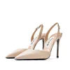 Sexy Beige Evening Party Slingbacks Womens Sandals 2021 10 cm Stiletto Heels High Heels Pointed Toe Pumps
