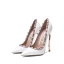 Fashion White Evening Party Rivet Pumps 2021 Patent Leather 10 cm Stiletto Heels High Heels Pointed Toe Pumps