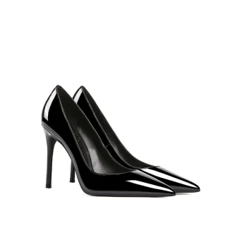 Chic Belle Noire Bureau Ol Cuir Verni Escarpins 2019 Cuir 10 Cm Talons Aiguilles Talons Hauts À Bout Pointu Escarpins