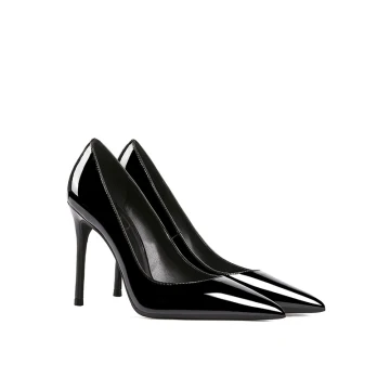 Snygga Fina Svarta Kontors Ol Lackläder Pumps 2019 Läder 10 Cm Stilettklackar Högklackade Spetsiga Pumps