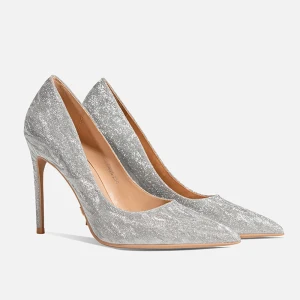 Charmant Argenté Glitter Paillettes Soirée Escarpins 2021 Cuir 10 Cm Talons Aiguilles Talons Hauts À Bout Pointu Escarpins