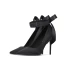 Élégant Noire Promo Satin Escarpins 2021 Bride Cheville Noeud 10 cm Talons Aiguilles Talons Hauts À Bout Pointu Escarpins