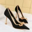 Schön Schwarz Datierung Flechten Schleife Pumps 2021 9 cm Stilettos Hochhackige Spitzschuh Pumps