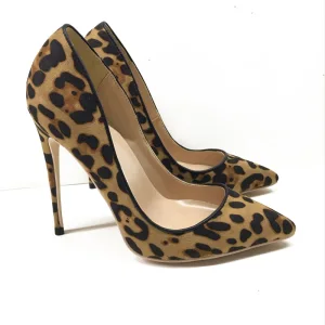 Mode Marron Soirée Imprimé Léopard Daim Escarpins 2021 12 Cm Talons Aiguilles À Bout Pointu Talons Hauts