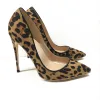 Fashion Brown Evening Party Leopard Print Suede Pumps 2021 12 cm Stiletto Heels Pointed Toe High Heels