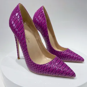 Mooie Prachtige Druif Rave Club Slangenprint Pumps 2021 12 Cm Naaldhakken Stiletto Spitse Neus Hoge Hakken