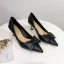 Simple Noire Bureau OL Noeud Escarpins 2021 Cuir 5 cm Talons Aiguilles Talons Hauts À Bout Pointu Escarpins
