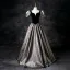 Classy Black Glitter Prom Dresses 2025 Ball Gown Square Neckline Puffy Short Sleeve Backless Floor-Length / Long Prom Formal Dresses