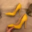Schöne Gelb Strassenmode Wildleder Pumps 2021 12 cm Stilettos Spitzschuh Hochhackige