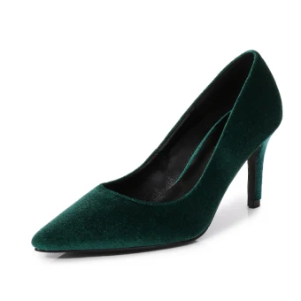 Elegant Pageant Suede Dark Green Pumps 2021 Leather High Heels 8 Cm Stiletto Heels Pointed Toe Pumps
