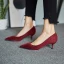 Modest / Simple Burgundy Office OL Suede Pumps 2021 5 cm Stiletto Heels Pointed Toe High Heels