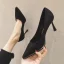 Simple Noire Bureau OL Daim Escarpins 2021 7 cm Talons Aiguilles À Bout Pointu Talons Hauts