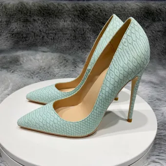 Chic Beautiful Mint Green Cocktail Party Snakeskin Print Pumps 2021 12 Cm Stiletto Heels Pointed Toe High Heels