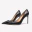 Simple Noire Bureau OL Cuir Escarpins 2021 10 cm Talons Aiguilles Talons Hauts À Bout Pointu Escarpins
