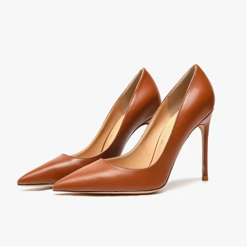 Mooie Prachtige Bruin Feest Pumps 2021 Leer 10 Cm Naaldhakken Stiletto Spitse Neus Hoge Hakken