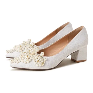 Charming Ivory Pearl Rhinestone Womens Shoes 2021 7 Cm Stiletto Heels Pointed Toe Wedding High Heels