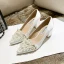 Elegant White Pearl Rhinestone Satin Wedding Shoes 2021 7 cm Thick Heels High Heels Pointed Toe Wedding Pumps