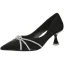 Sexy Black Cocktail Party Rhinestone Pumps 2021 Satin 6 cm Stiletto Heels High Heels Pointed Toe Pumps