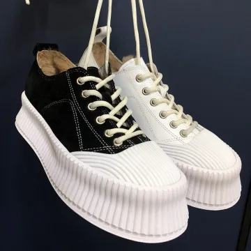 Fashion Modest Simple Black Winter Casual Plush Canvas Platform Womens Shoes 2021 Round Toe