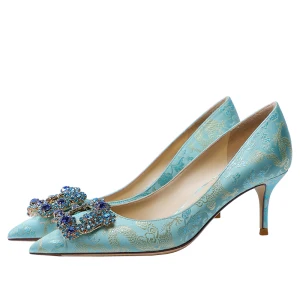 Illusion Vert Citron Faux Diamant Brodé Promo Escarpins 2021 Cuir 6 Cm Talons Aiguilles Talons Hauts À Bout Pointu Escarpins