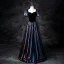 Vintage / Retro Black Starry Sky Multi-Colors Prom Dresses 2025 A-Line / Princess Square Neckline Short Sleeve Backless Floor-Length / Long Prom Formal Dresses