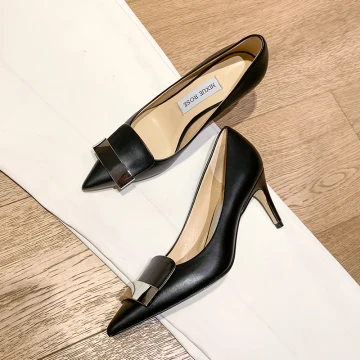 Snygga Fina Ol Kontors Svarta Pumps 2021 Spänne 7 Cm Stilettklackar Högklackade Spetsiga Pumps