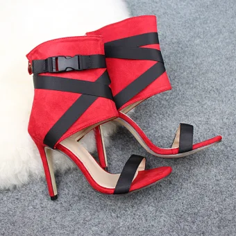Modest Simple Red Street Wear Womens Sandals 2021 11 Cm Stiletto Heels Open Peep Toe High Heels Sandals