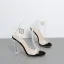 Sexy Noire Cocktail Transparente Sandales Femme 2021 11 cm Cristal Talons Épais Bride Cheville Peep Toes / Bout Ouvert Talons Hauts Sandales
